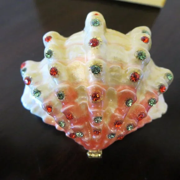 New Rucinni Jeweled Trinket Box Sea Clam Shell With Swarovski Crystals
